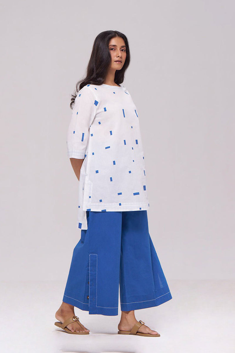 White and Blue Pure Cotton Co-ord Set