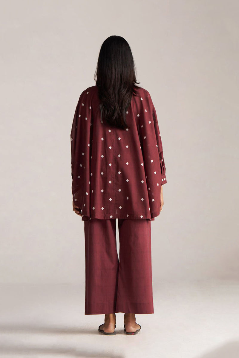 Cordovan Maroon Mul-Mul Co-ord Set