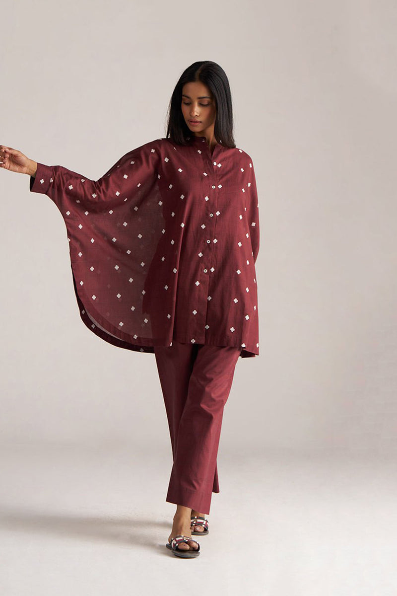 Cordovan Maroon Mul-Mul Co-ord Set