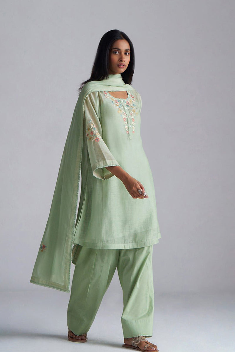 Laurel Green Chanderi Kurta Set