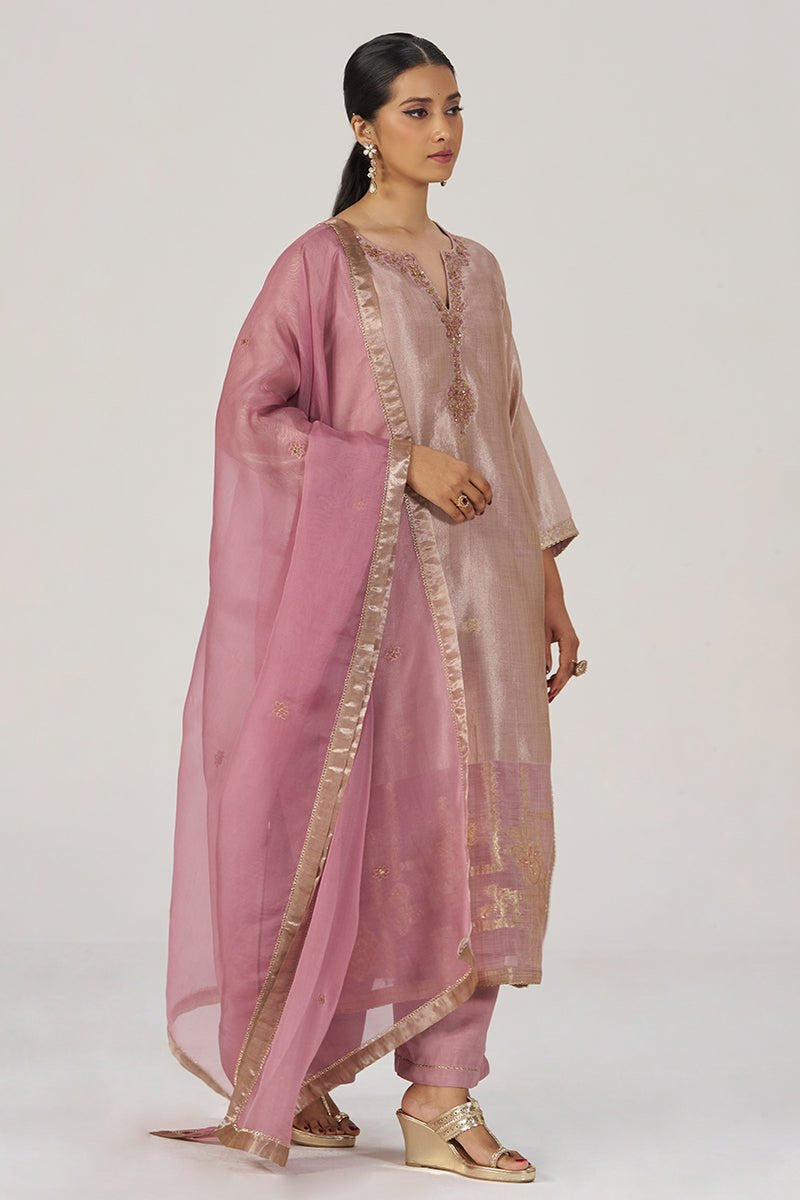Deauville Mauve Tissue Festive Kurta Set