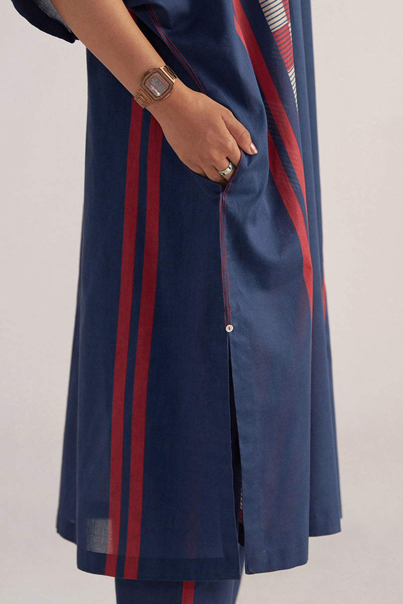 Navy Blue Mul-Mul Kaftaan Set