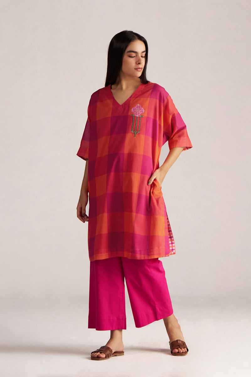 Tomato and Fuchsia Mul-Mul Co-ord Set