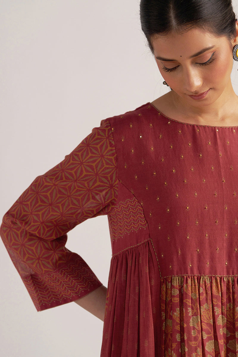Brick Red Mul Cotton Co-ord Set