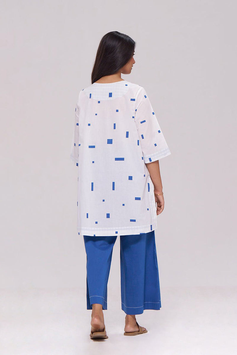 White and Blue Pure Cotton Co-ord Set