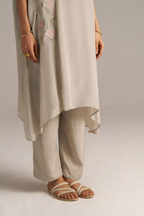 Ash Grey Crepe Silk Co-ord Set