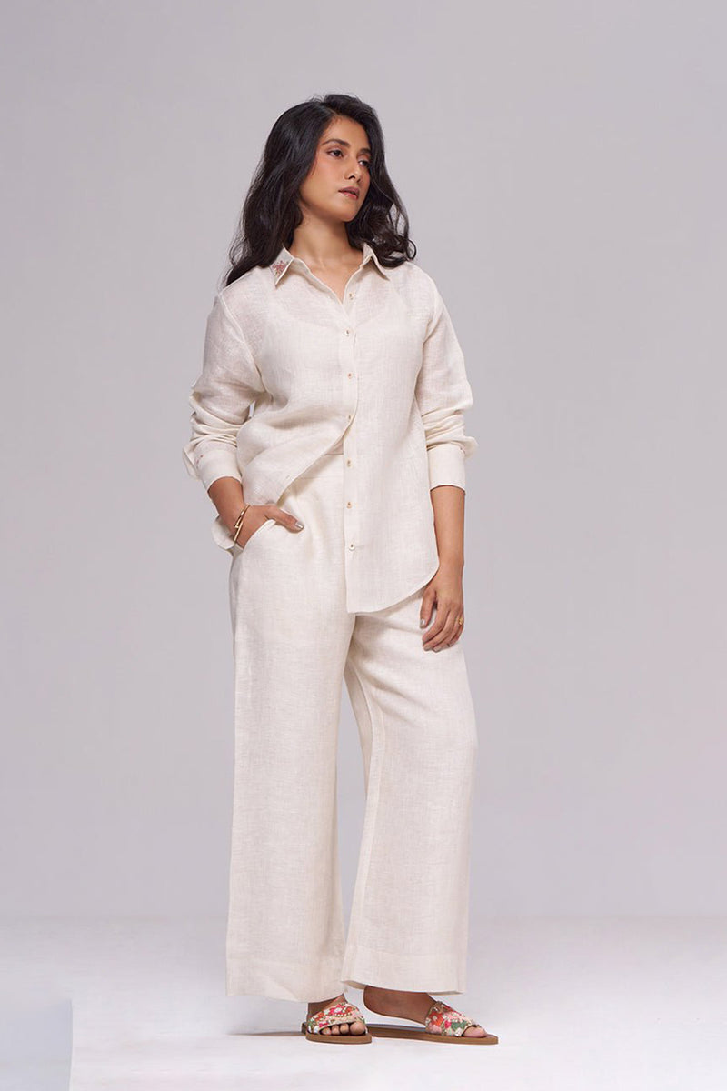 Milk Creame Pure Linen Co-ord Set