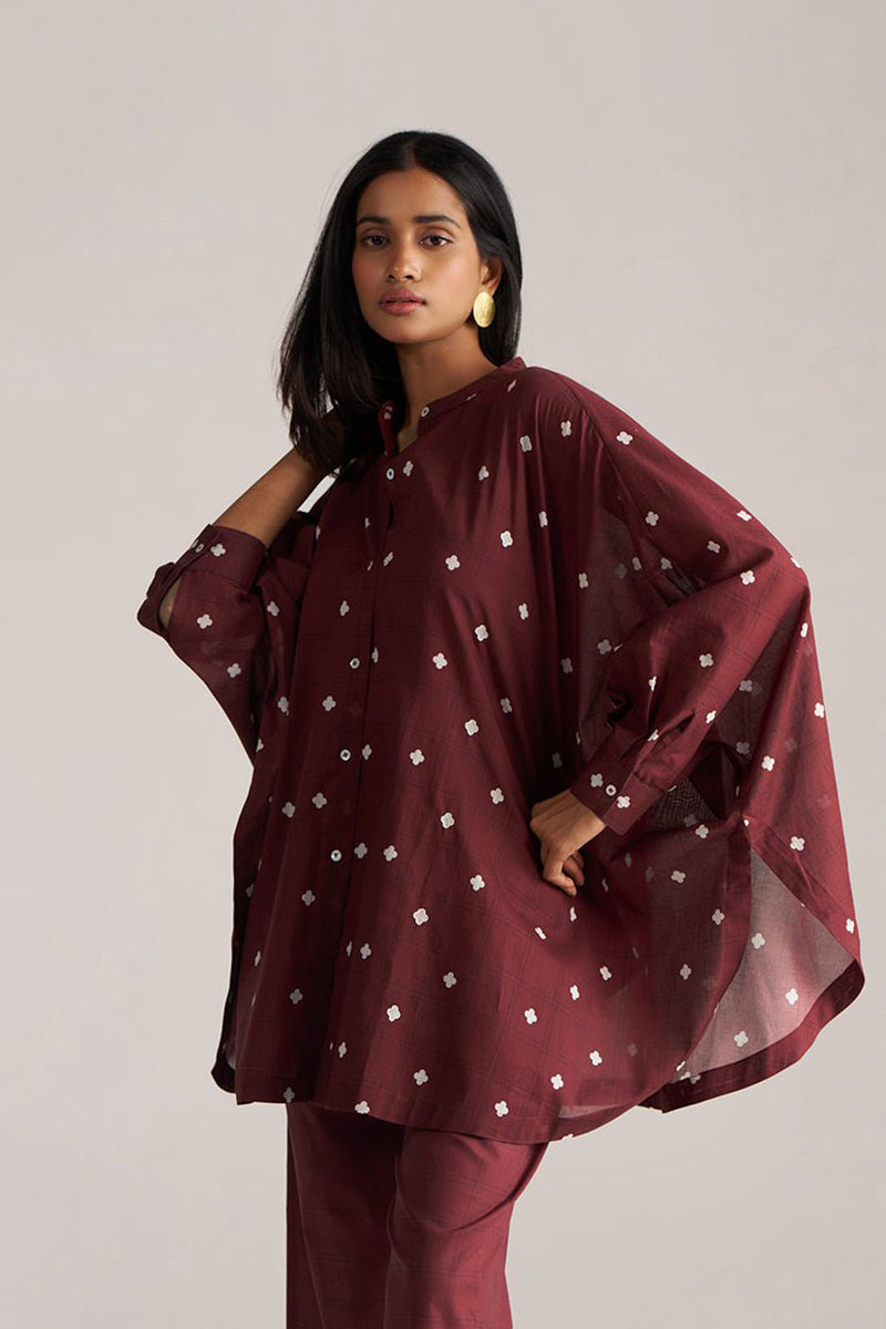 Cordovan Maroon Mul-Mul Co-ord Set