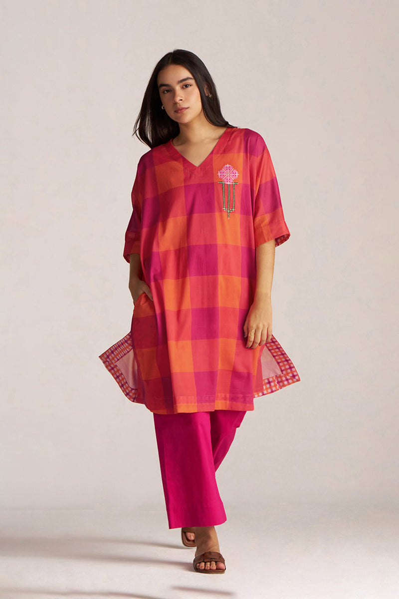 Tomato and Fuchsia Mul-Mul Co-ord Set