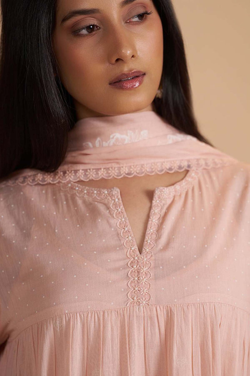 Evening Sand Mul-Mul Anarkali Kurta Set