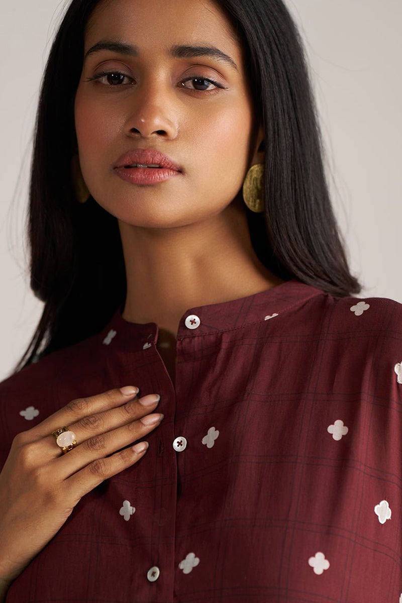 Cordovan Maroon Mul-Mul Co-ord Set