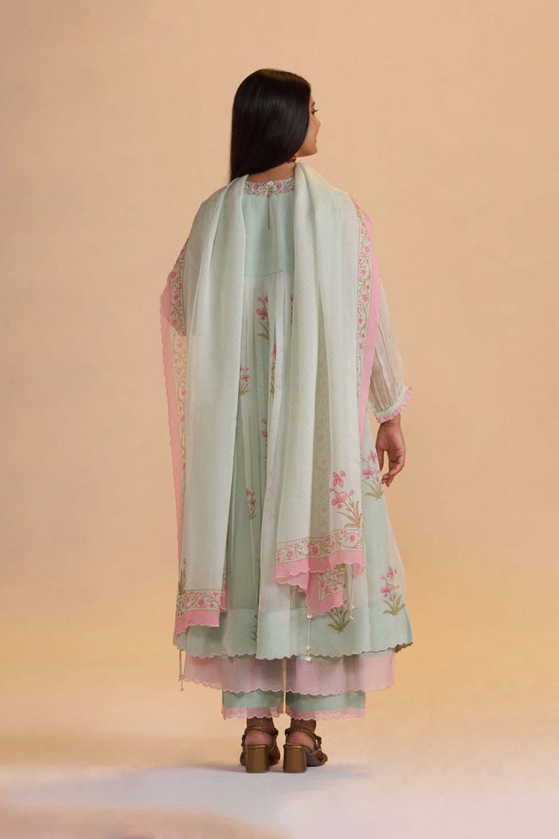 Milky Pistachio Green Silk Festive Kurta Set