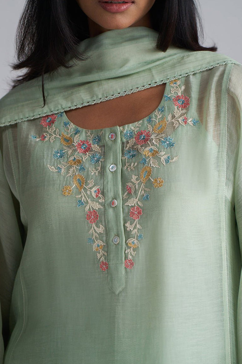 Laurel Green Chanderi Kurta Set
