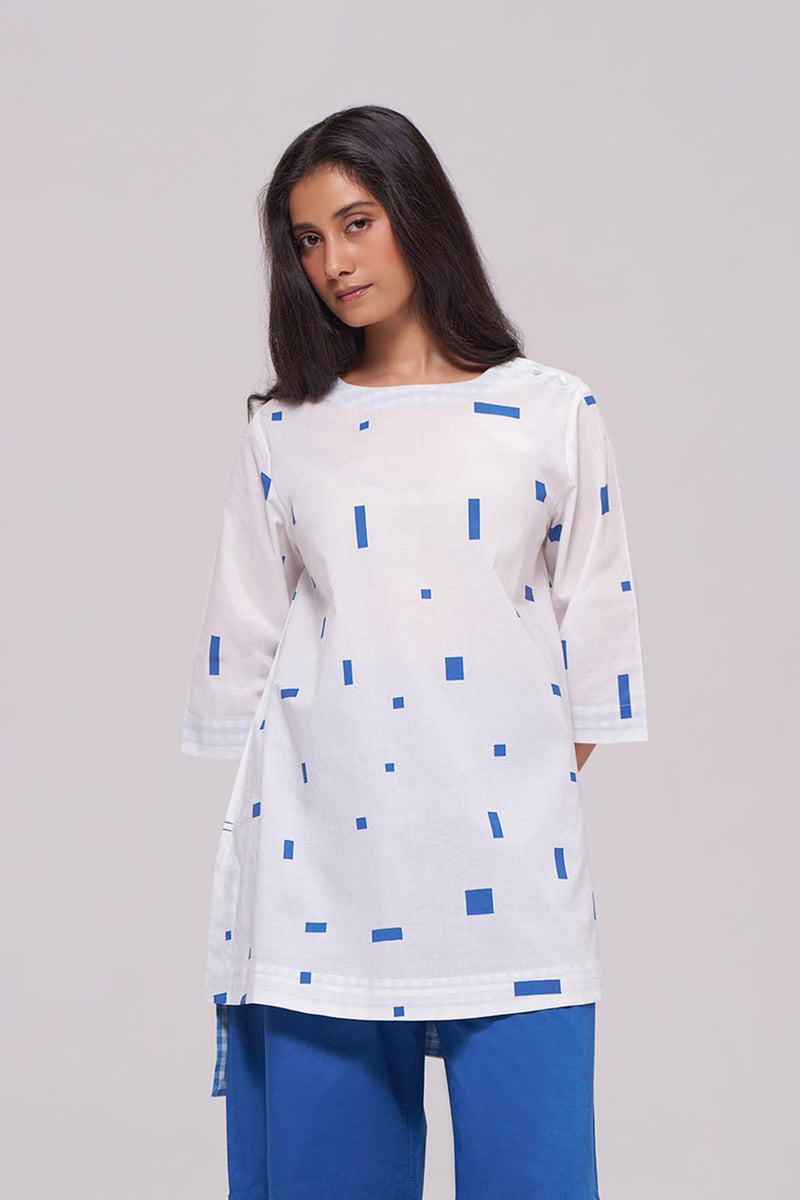 White and Blue Pure Cotton Co-ord Set