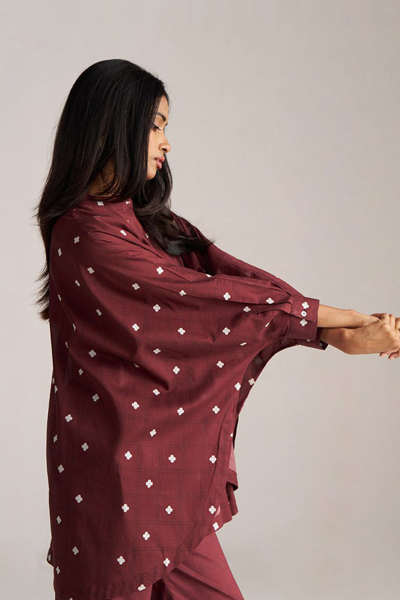 Cordovan Maroon Mul-Mul Co-ord Set