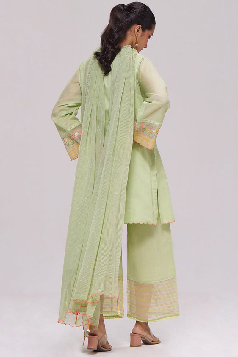 Pistachio Mul-Chanderi Kurta Set
