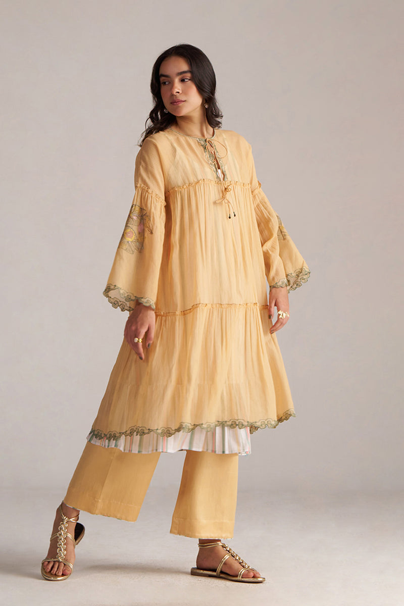 Apricot Cream Kota Silk Co-ord Set