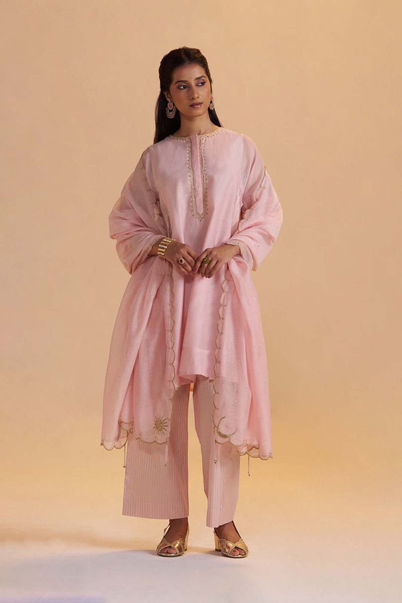 Rose Quartz Silk Festive Kurta Set