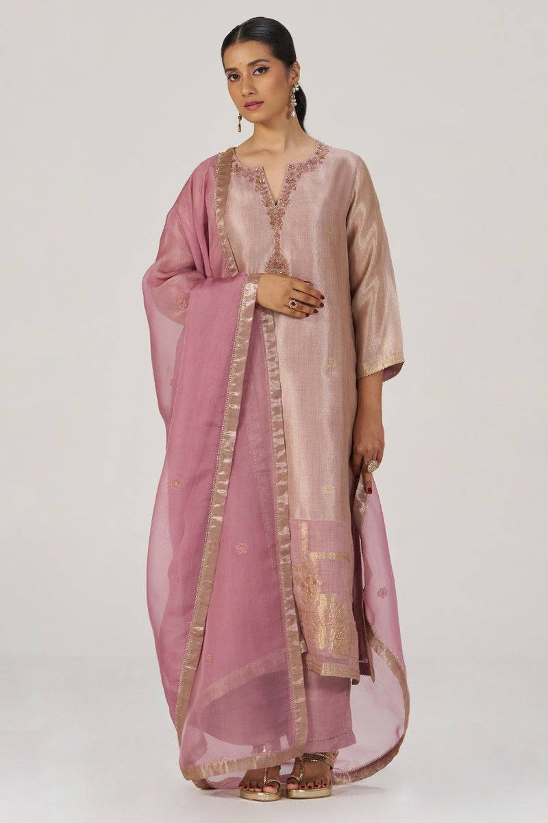 Deauville Mauve Tissue Festive Kurta Set