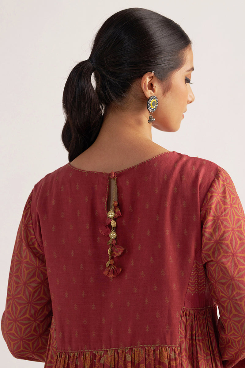 Brick Red Mul Cotton Co-ord Set
