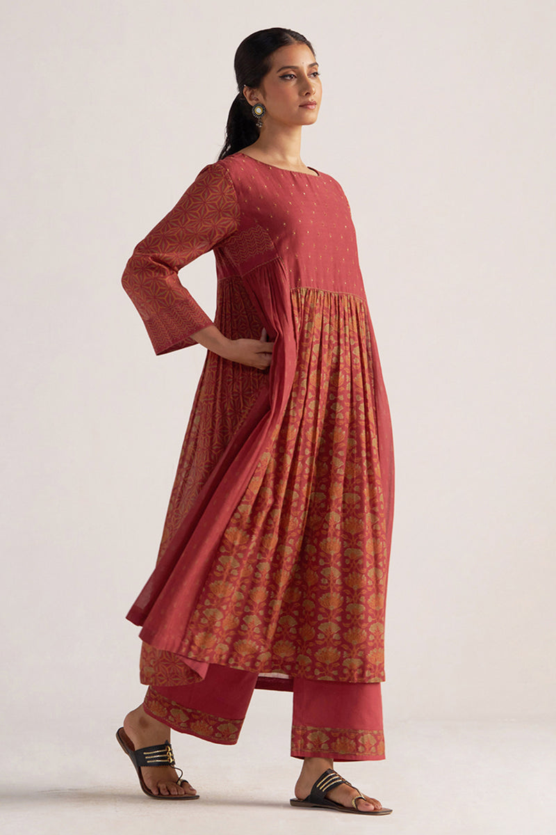 Brick Red Mul Cotton Co-ord Set