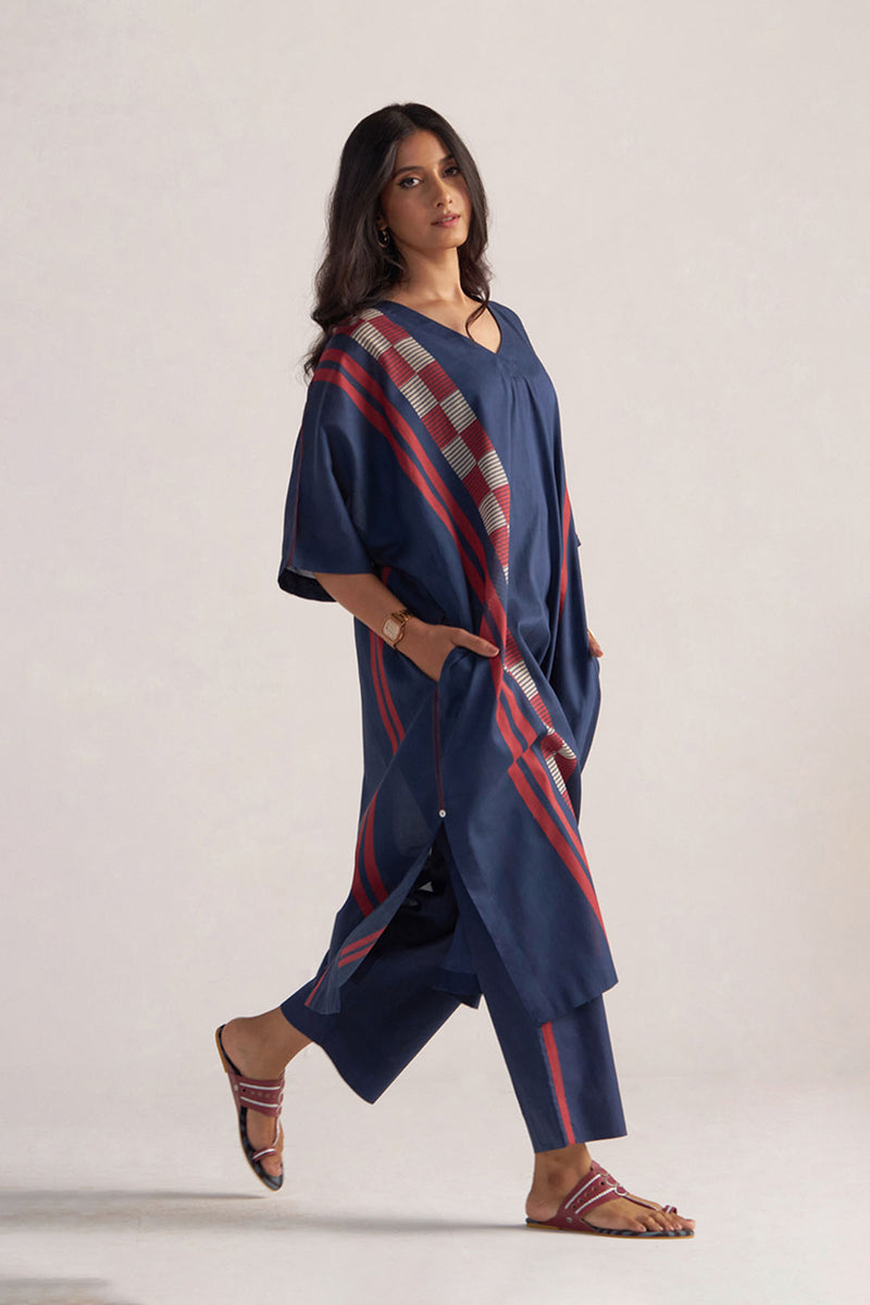 Navy Blue Mul-Mul Kaftaan Set