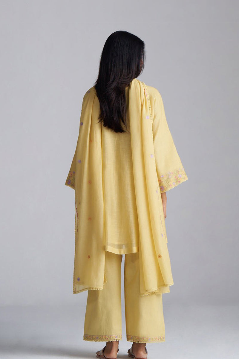 Jojoba Yellow Chanderi Kurta Set