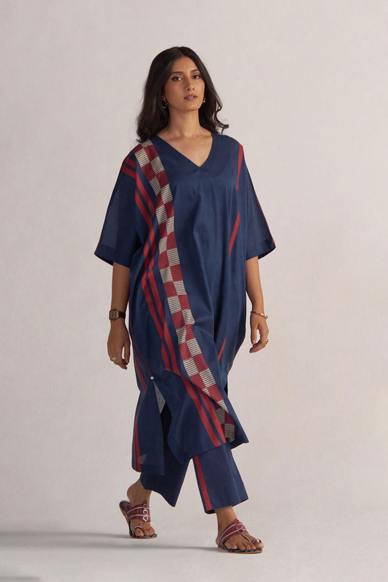 Navy Blue Mul-Mul Kaftaan Set