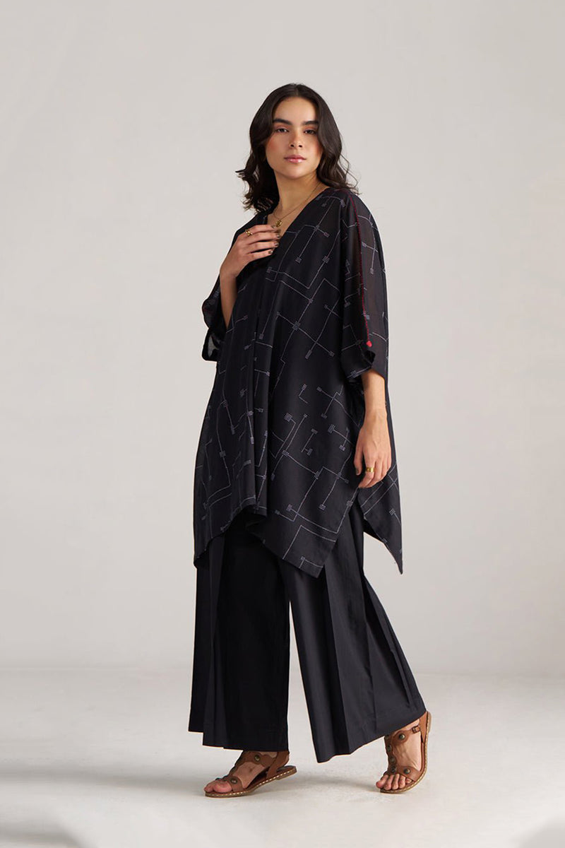 Black Mul-Mul Kaftaan Co-ord Set