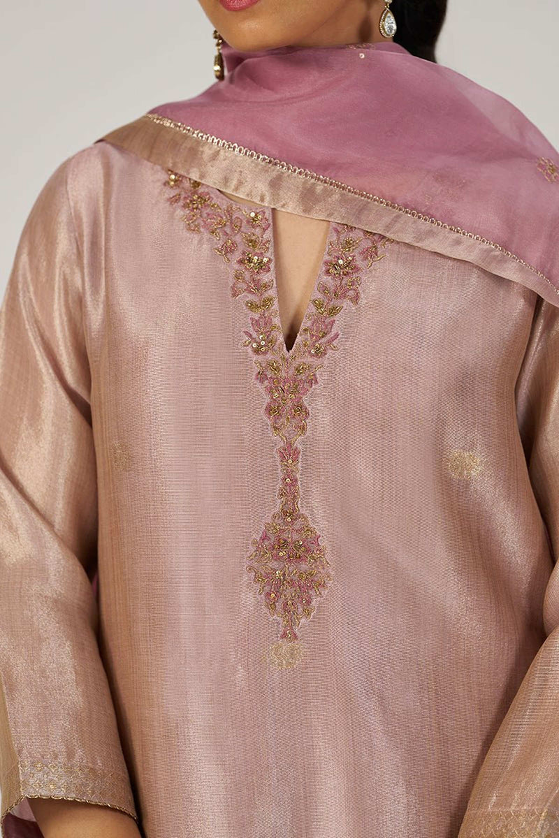 Deauville Mauve Tissue Festive Kurta Set