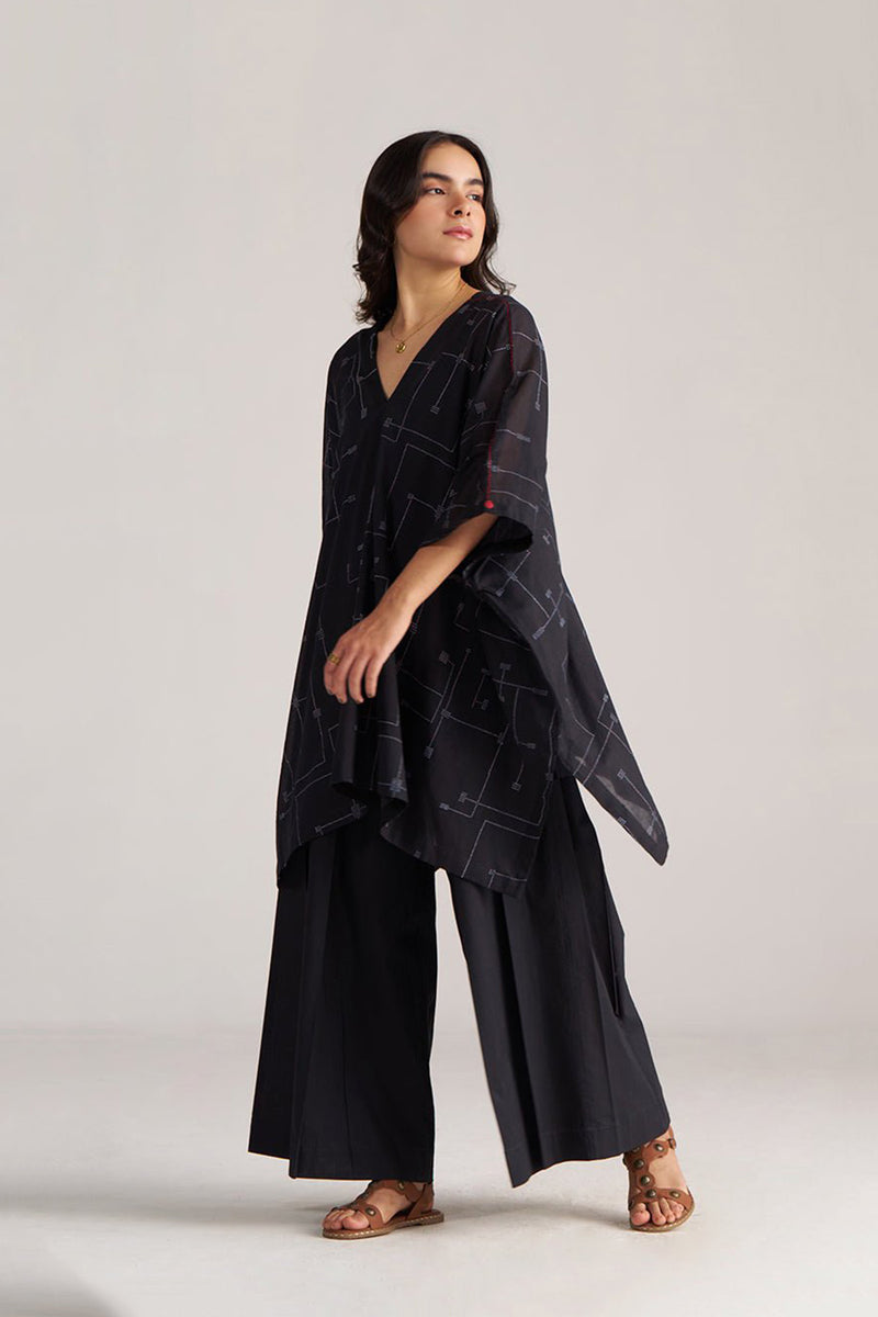 Black Mul-Mul Kaftaan Co-ord Set