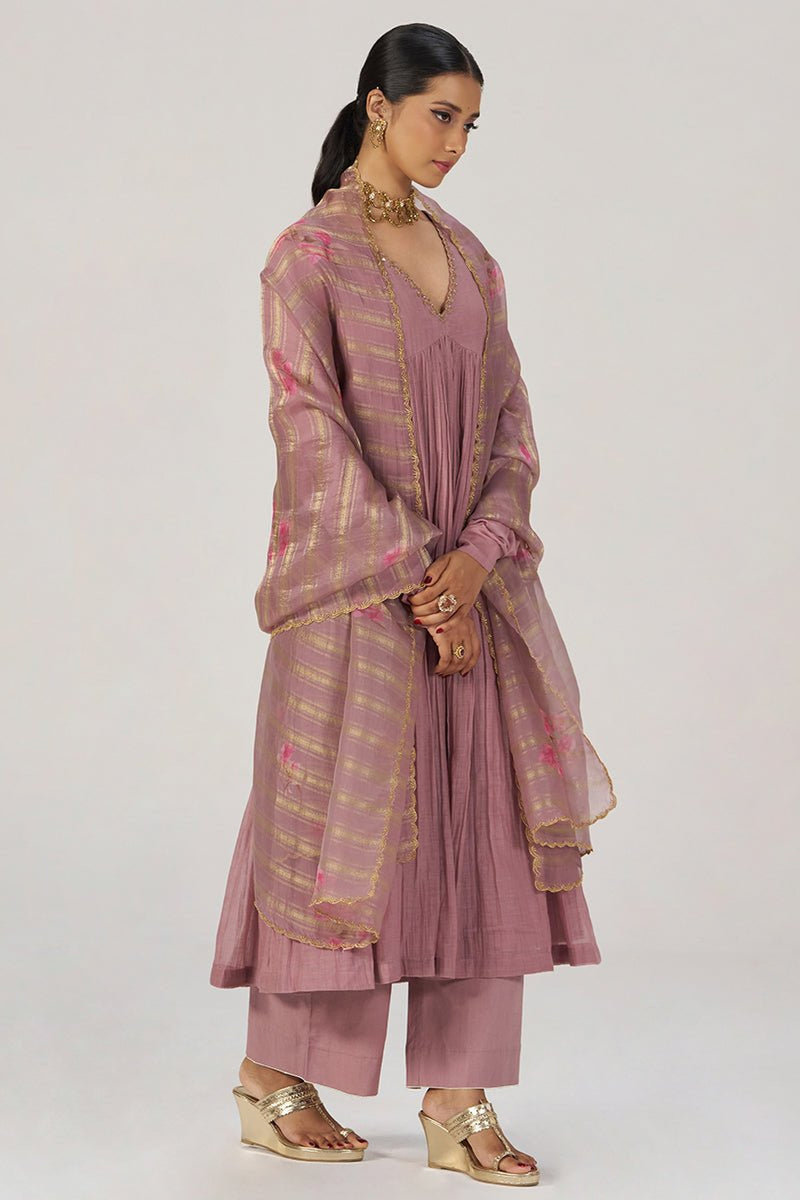 Woodrose Chanderi Silk Festive Kurta Set