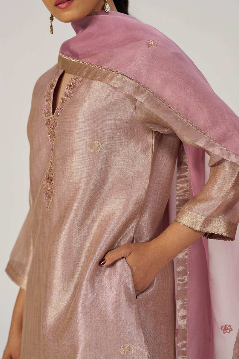 Deauville Mauve Tissue Festive Kurta Set