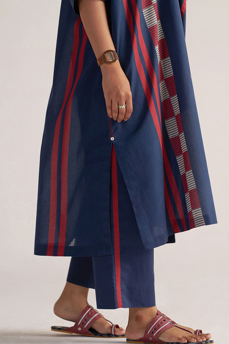 Navy Blue Mul-Mul Kaftaan Set