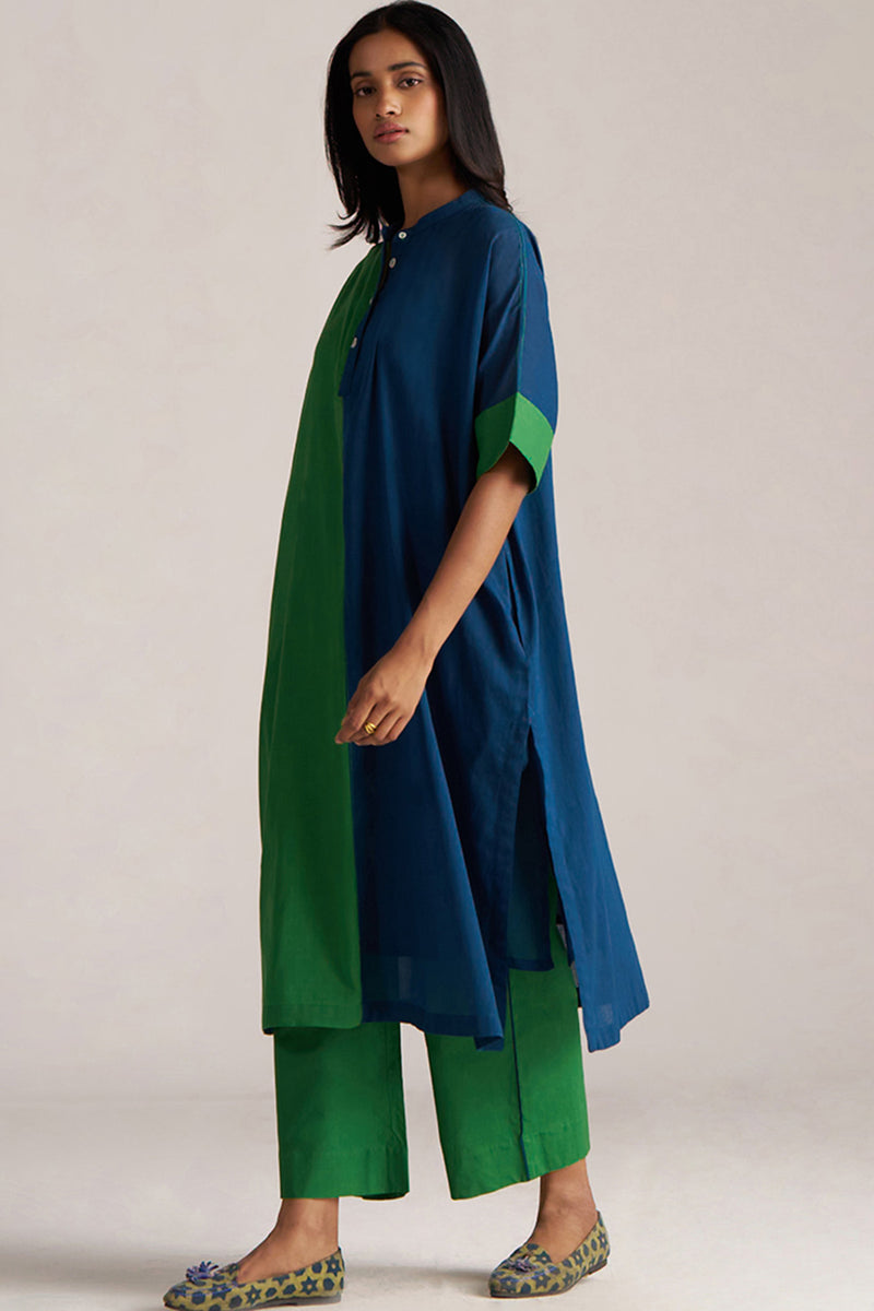 Blue and Green Mul-Mul Co-ord Set