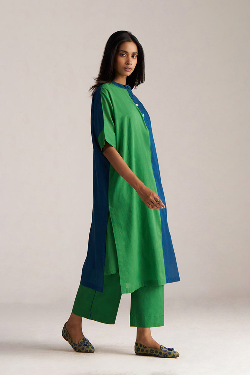 Blue and Green Mul-Mul Co-ord Set