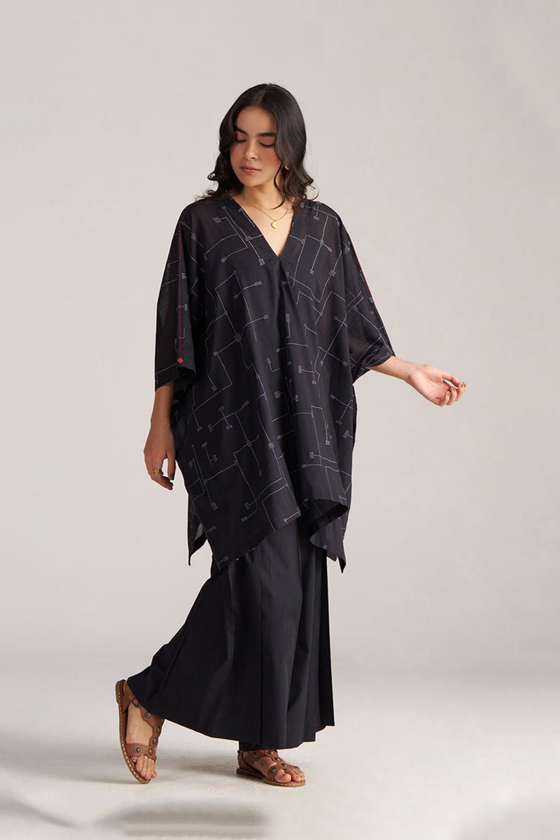 Black Mul-Mul Kaftaan Co-ord Set