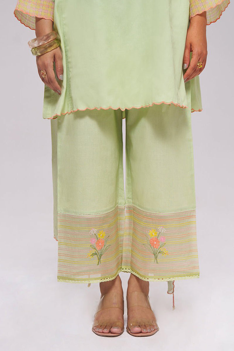 Pistachio Mul-Chanderi Kurta Set