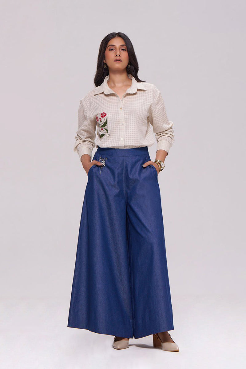 Off-White and Denim Blue Co-ord Set