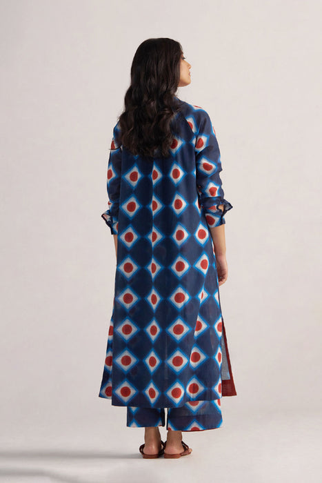Deep Blue Cotton Linen Printed Co-ord Set