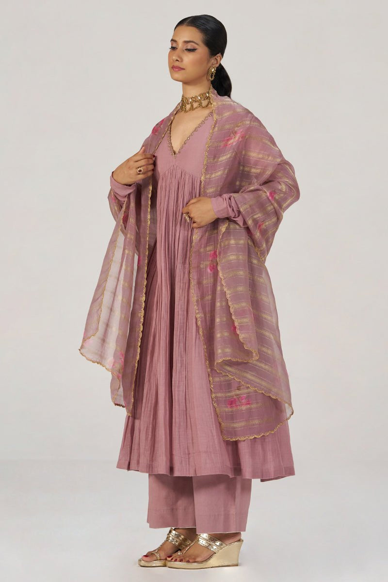 Woodrose Chanderi Silk Festive Kurta Set