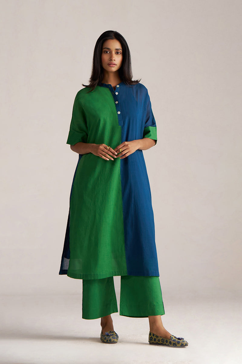 Blue and Green Mul-Mul Co-ord Set
