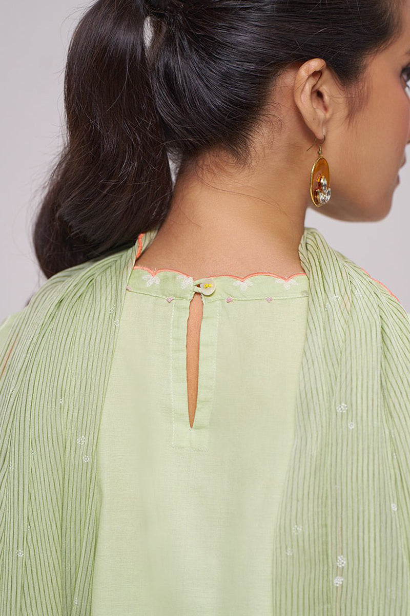 Pistachio Mul-Chanderi Kurta Set