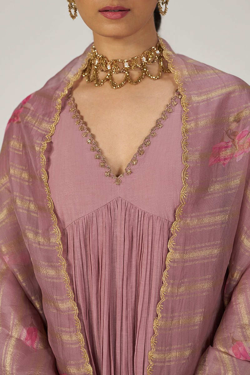 Woodrose Chanderi Silk Festive Kurta Set