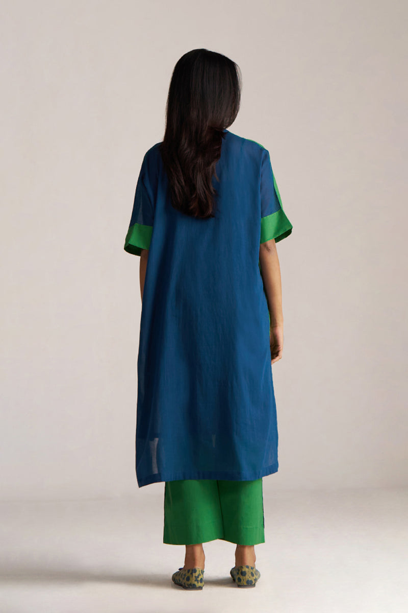 Blue and Green Mul-Mul Co-ord Set
