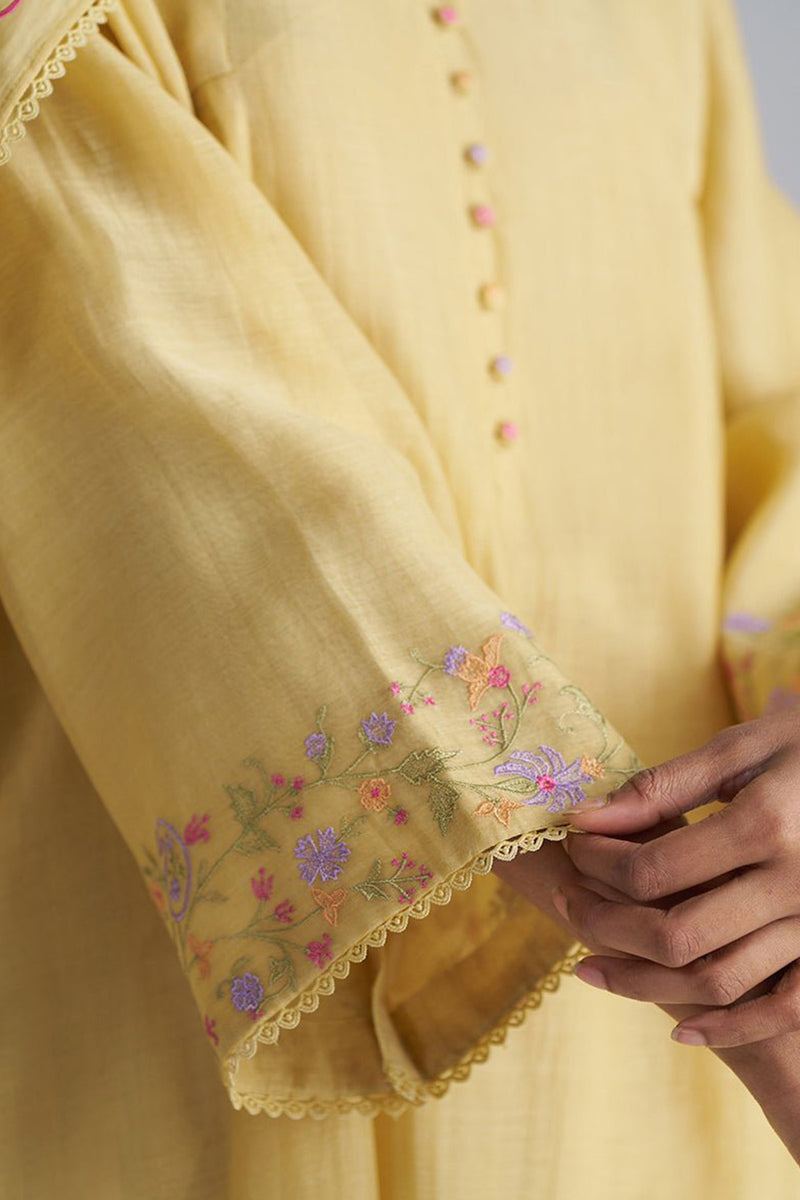 Jojoba Yellow Chanderi Kurta Set