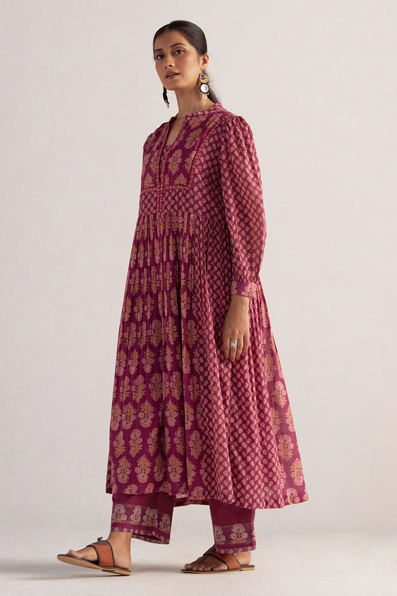 Dark Purple Mul Cotton Co-ord Set