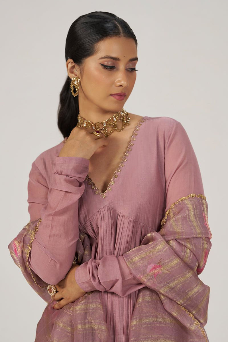 Woodrose Chanderi Silk Festive Kurta Set
