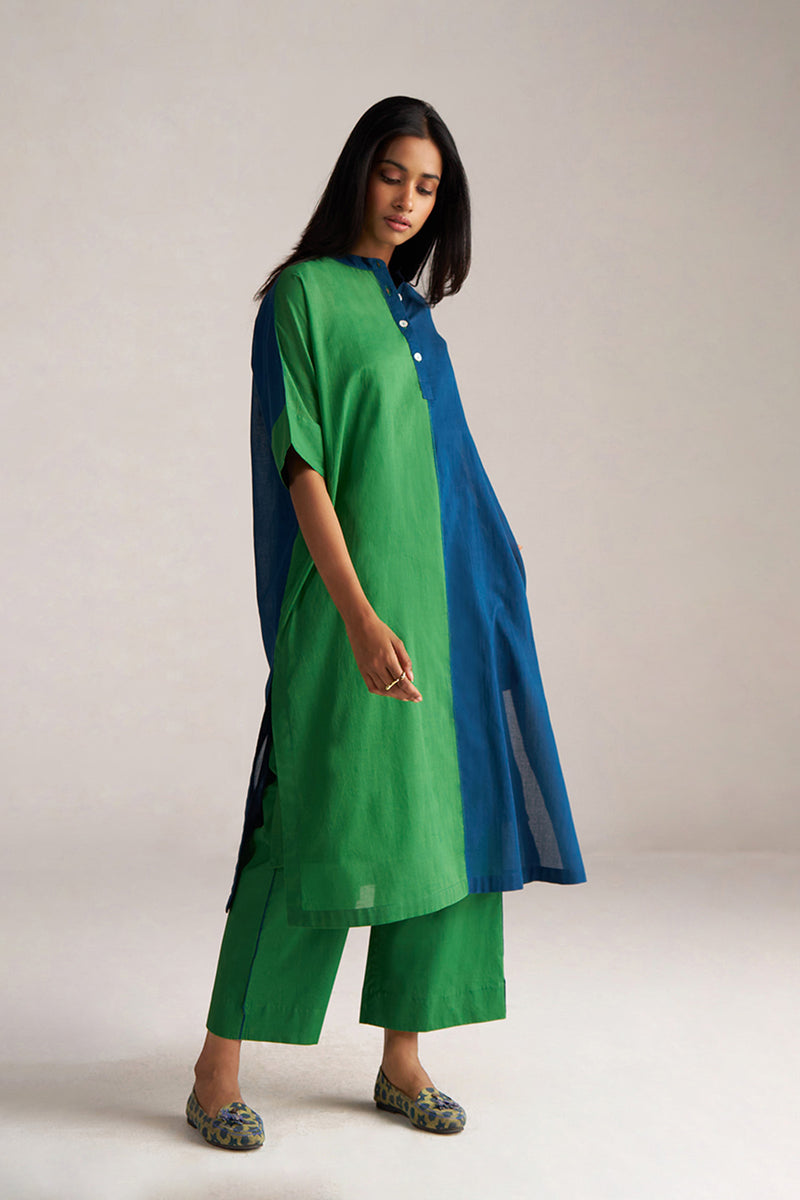 Blue and Green Mul-Mul Co-ord Set