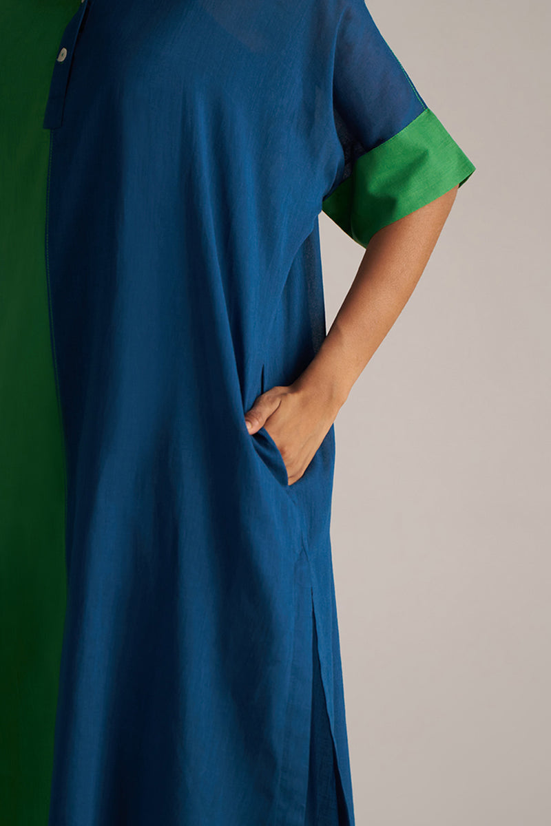 Blue and Green Mul-Mul Co-ord Set